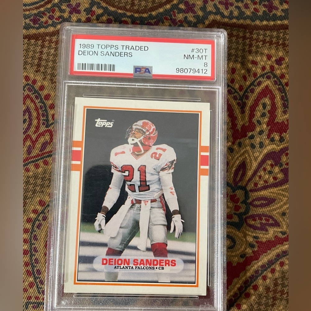 1989 TOPPS TRADED DEION SANDERS PSA #30T NM-MT 8 98079412